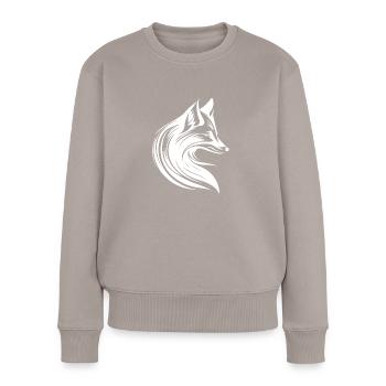 Style tatouage Fox Portrait en lignes fluides - Pull Premium bio Femme - taupe - Devant - Julia (174cm)