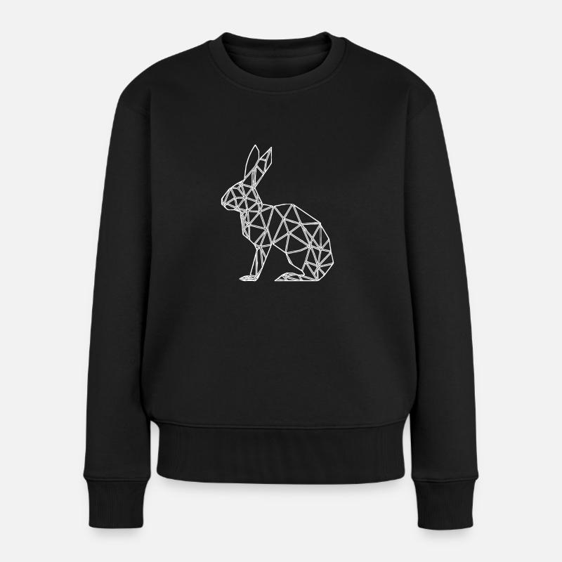 Géométrique Lapin Lignes mignonnes Lapin - Pull Premium bio Femme - noir