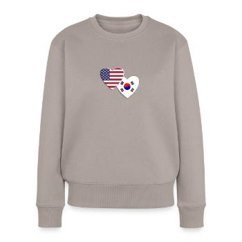 États-Unis Corée du Sud Drapeau coréen Patriotique - Pull Premium bio Femme - taupe - Devant - Julia (174cm)