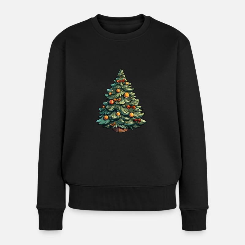 Weihnachtsbaum - Christbaum dekoriert - Frauen Premium Bio Pullover - Schwarz