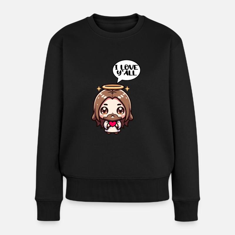 Niedliche Jesus Kawaii Geschenk Christliches Mädchen - Frauen Premium Bio Pullover - Schwarz