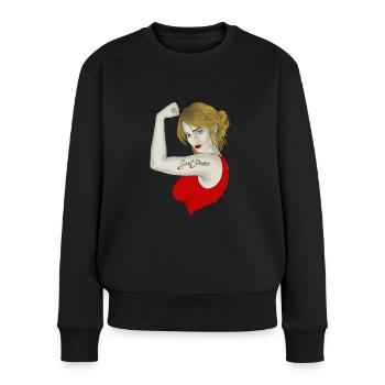 Girl Power - Frauen Premium Bio Pullover - Schwarz - Vorne - Julia (174cm)