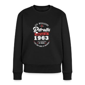 1963 anniversaire retraité né en 1963 - Pull Premium bio Femme - noir - Devant - Julia (174cm)