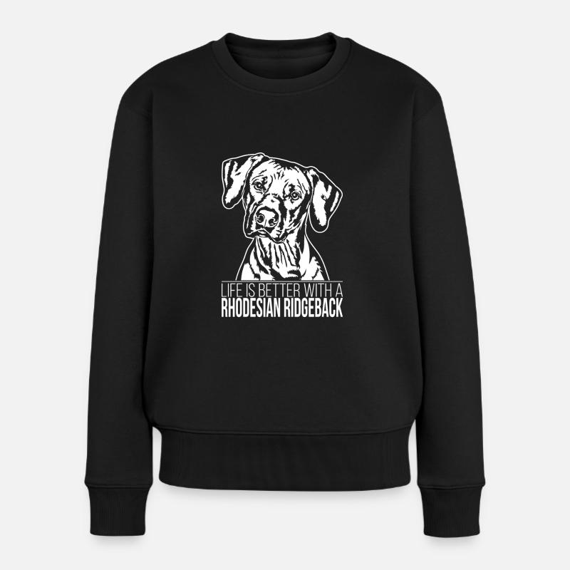 RHODESIAN RIDGEBACK life is better Hunde Wilsigns - Frauen Premium Bio Pullover - Schwarz