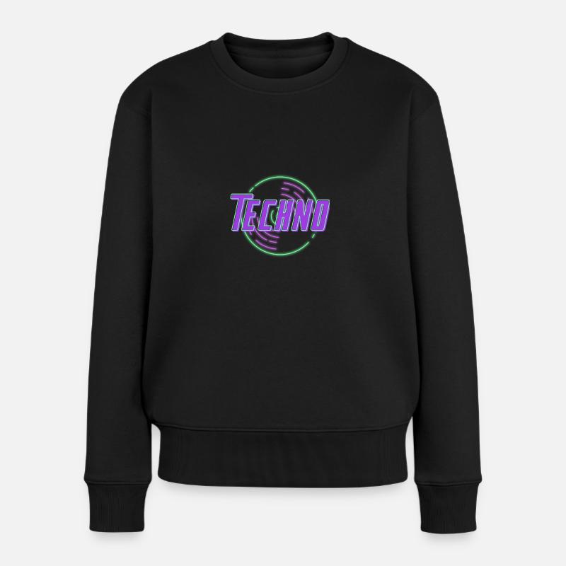 Techno Disque de néon - Pull Premium bio Femme - noir