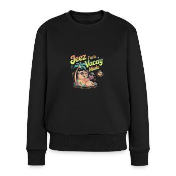 Jeez Vacay Mode Capybara - Frauen Premium Bio Pullover - Schwarz - Vorne - Julia (174cm)
