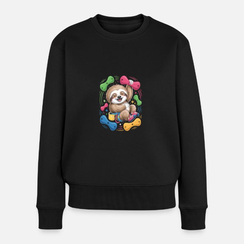 Funny Sloth Bouldering - Women's Premium Organic Jumper - black
