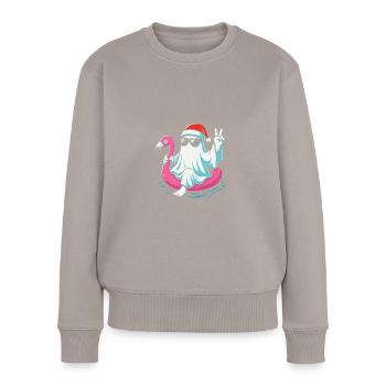 Lustiger Weihnachtsmann Halloween Design - Frauen Premium Bio Pullover - Taupe - Vorne - Julia (174cm)