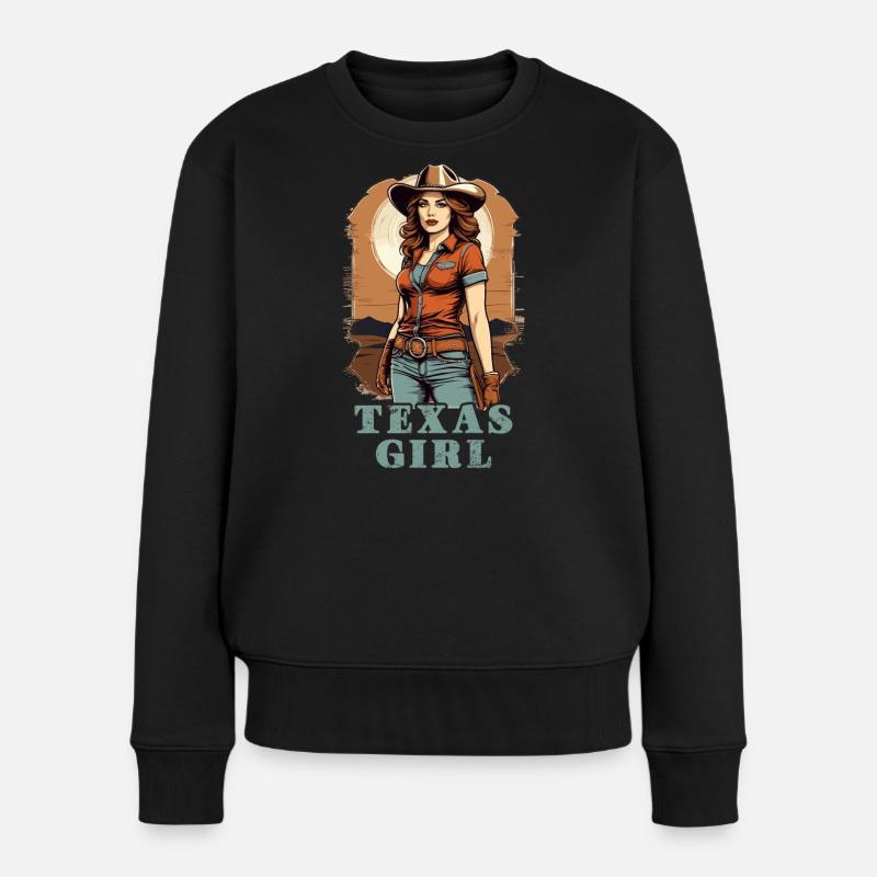Texas Girl - Frauen Premium Bio Pullover - Schwarz