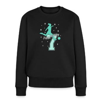 7. Geburtstag Fussball Fussballspielerin - Frauen Premium Bio Pullover - Schwarz - Vorne - Julia (174cm)