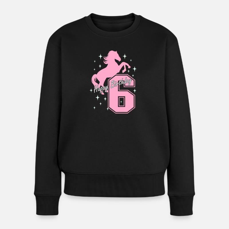 6. Geburtstag Reiten Pferd Reitstall - Frauen Premium Bio Pullover - Schwarz
