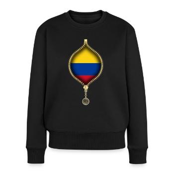 COLOMBIA | FLAG | URBAN SYNTHETICS - Frauen Premium Bio Pullover - Schwarz - Vorne - Julia (174cm)