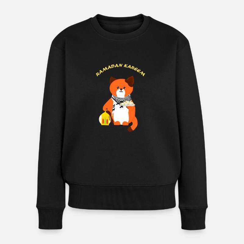 ein süßer Ramadan-Gast - Frauen Premium Bio Pullover - Schwarz