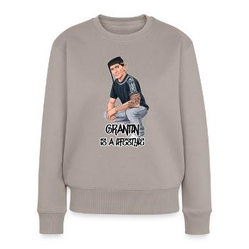 Rieser Grantler // Illustration - Frauen Premium Bio Pullover - Taupe - Vorne - Julia (174cm)