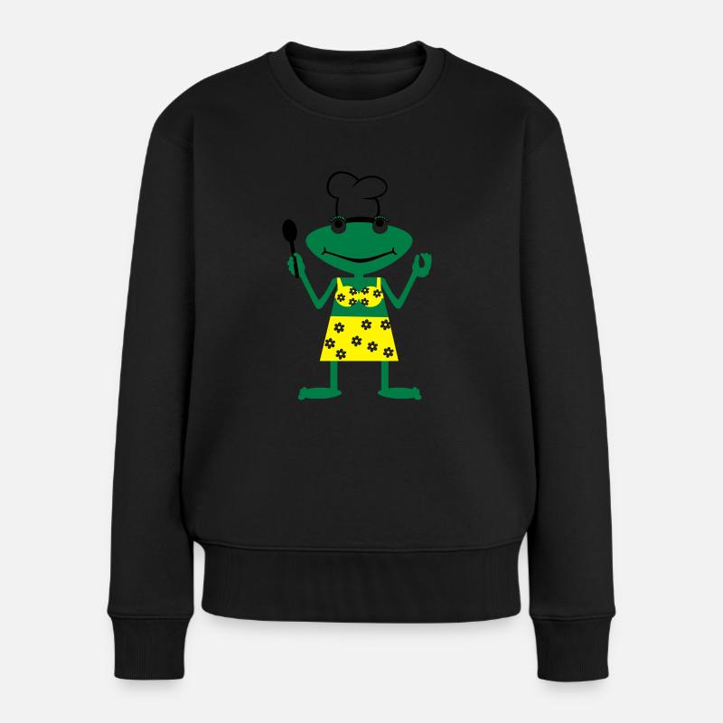 Cook frog - Frauen Premium Bio Pullover - Schwarz