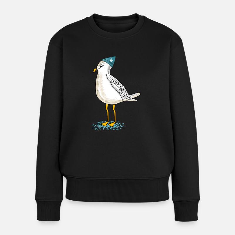 Möwe an der Küste - Frauen Premium Bio Pullover - Schwarz