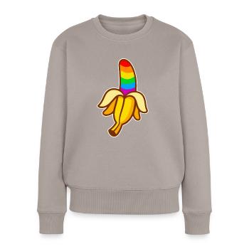 LGBT Regenbogen Schwul Herz Homosexualität - Frauen Premium Bio Pullover - Taupe - Vorne - Julia (174cm)