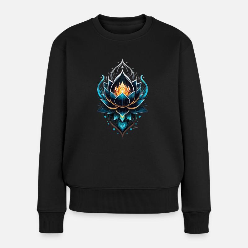 Fee Blauer Lotus - Frauen Premium Bio Pullover - Schwarz