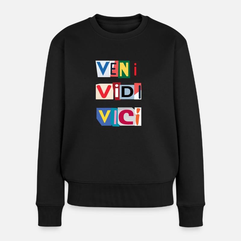 Veni Brief in Zeitungen - Frauen Premium Bio Pullover - Schwarz