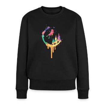 Geschenkidee Kletterin Bergsterigerin frau berg - Frauen Premium Bio Pullover - Schwarz - Vorne - Julia (174cm)