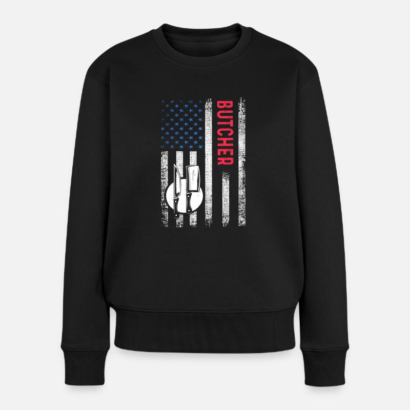 Metzger Fleischer Metzgerei Fleischerei Geschenk - Frauen Premium Bio Pullover - Schwarz