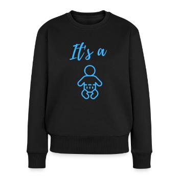Baby Ankündigung - Junge - Schwangerschaft - Frauen Premium Bio Pullover - Schwarz - Vorne - Julia (174cm)