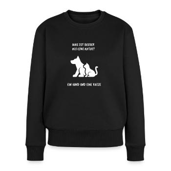 Katze und Hund - Frauen Premium Bio Pullover - Schwarz - Vorne - Julia (174cm)