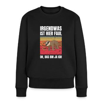 Lustig Faultier Retro Geschenk - Frauen Premium Bio Pullover - Schwarz - Vorne - Julia (174cm)