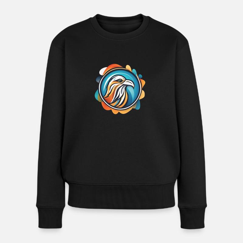 Vogel Logo Taube - Frauen Premium Bio Pullover - Schwarz