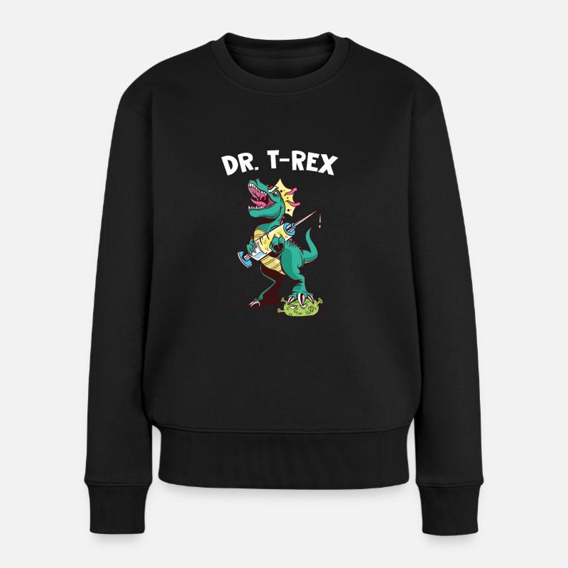 Dr. T-Rex Dinosaurier Impfung Superspreader - Frauen Premium Bio Pullover - Schwarz