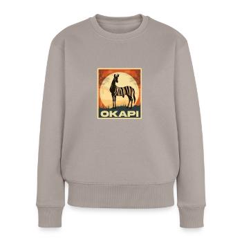 Okapi Sunset Spirit Animal - Frauen Premium Bio Pullover - Taupe - Vorne - Julia (174cm)