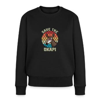 Okapi Sunset Spirit Animal - Frauen Premium Bio Pullover - Schwarz - Vorne - Julia (174cm)
