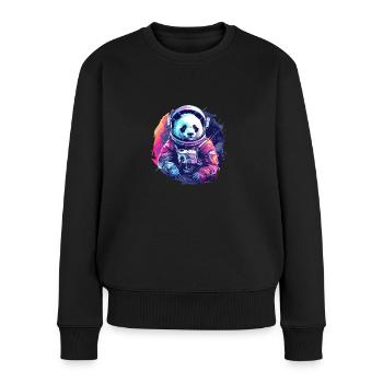 Panda Astronaut - Bamboo Rocket Adventures - Frauen Premium Bio Pullover - Schwarz - Vorne - Julia (174cm)