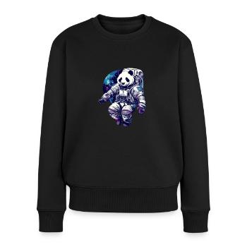 Panda Astronaut - Bamboo Rocket Adventures - Frauen Premium Bio Pullover - Schwarz - Vorne - Julia (174cm)