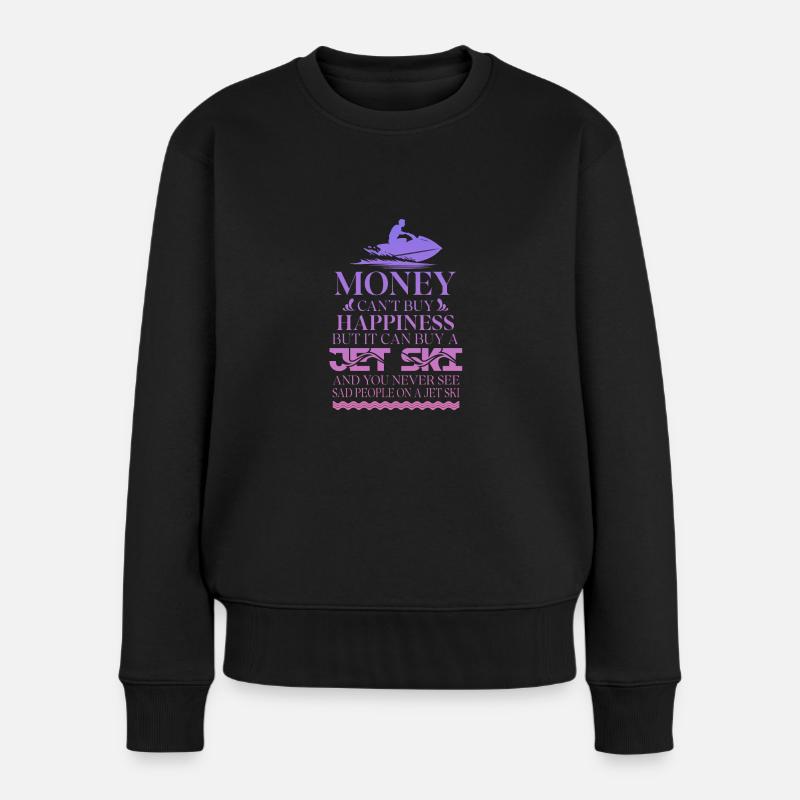 Geld Kann Kein Glück Kaufen Aber Es Kann Ein Jet - Frauen Premium Bio Pullover - Schwarz