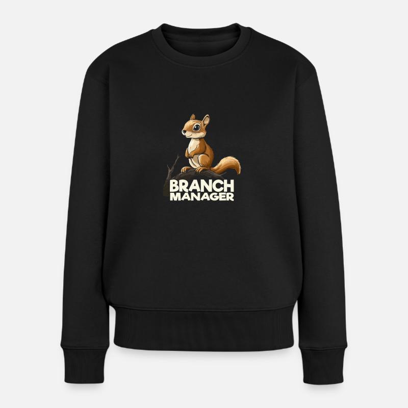 Lustiges Eichhörnchen Branch Manager Cartoon - Frauen Premium Bio Pullover - Schwarz
