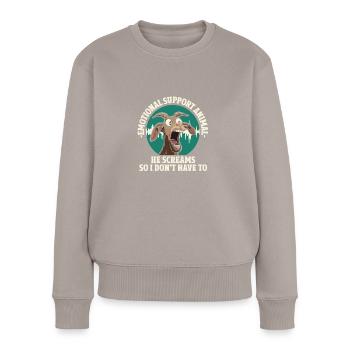 Emotional Support Animal Geiß Schreien - Frauen Premium Bio Pullover - Taupe - Vorne - Julia (174cm)