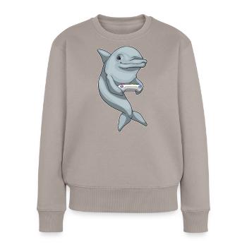 Delfin Gamer Controller - Frauen Premium Bio Pullover - Taupe - Vorne - Julia (174cm)