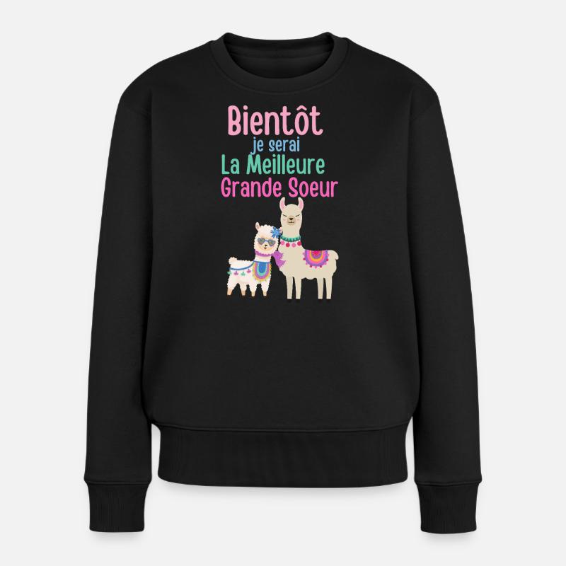 Bald bin ich die beste große Schwester - Frauen Premium Bio Pullover - Schwarz