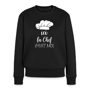 Ici la chef c'est moi - Pull Premium bio Femme - noir - Devant - Julia (174cm)
