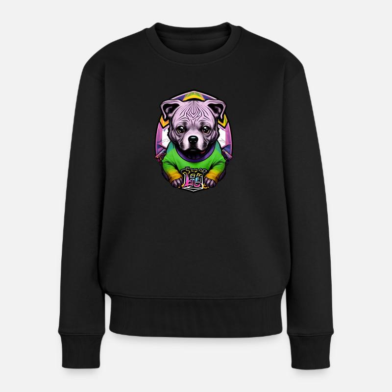 Chihuahua Hund Bunt Japanisch - Frauen Premium Bio Pullover - Schwarz