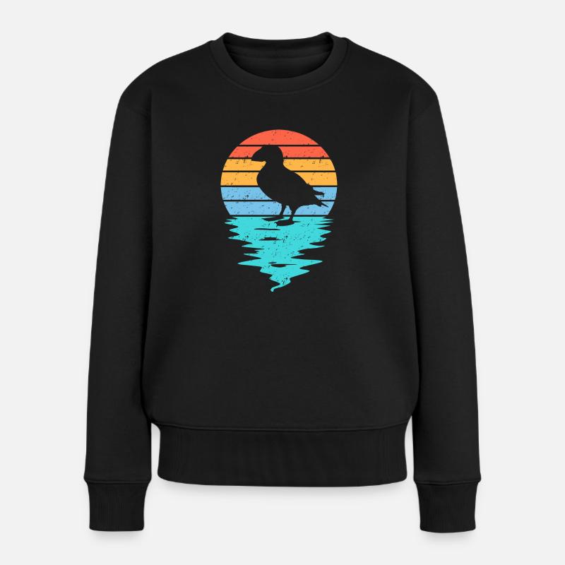 Silhouette de macareux coupée en mer - Pull Premium bio Femme - noir