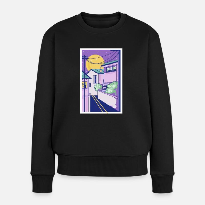 Yokohama at Night - Frauen Premium Bio Pullover - Schwarz