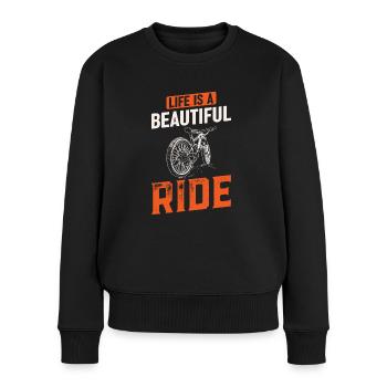 La vie est un beau tour à vélo - Pull Premium bio Femme - noir - Devant - Julia (174cm)