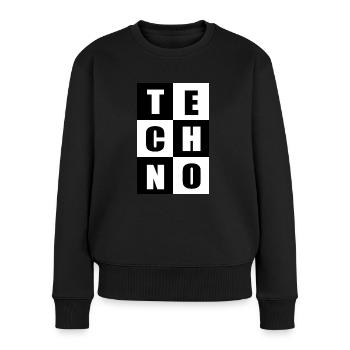 Zitate aus der Techno-Musik - Frauen Premium Bio Pullover - Schwarz - Vorne - Julia (174cm)