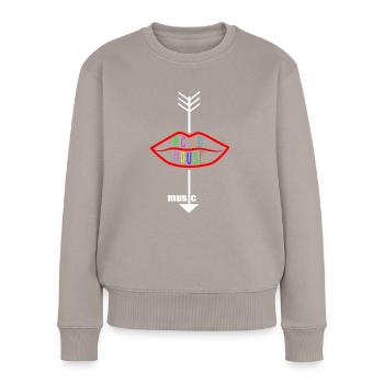Acid-House-Musik-Logo-Lippe - Frauen Premium Bio Pullover - Taupe - Vorne - Julia (174cm)