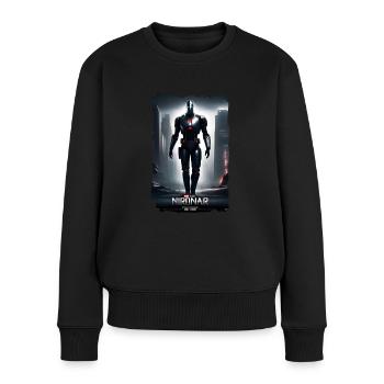 Großer Roboter in der Stadt - Frauen Premium Bio Pullover - Schwarz - Vorne - Julia (174cm)