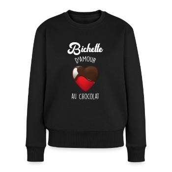 Bichette D'Amour Au Chocolat - Pull Premium bio Femme - noir - Devant - Julia (174cm)
