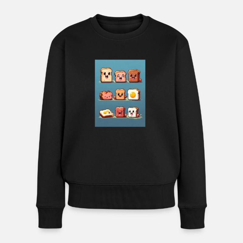 Pixelart, Frühstück - Frauen Premium Bio Pullover - Schwarz