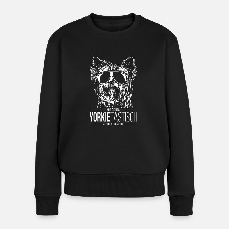 YORKIETASTISCH Yorkshire Terrier Hundespruch Hunde - Frauen Premium Bio Pullover - Schwarz